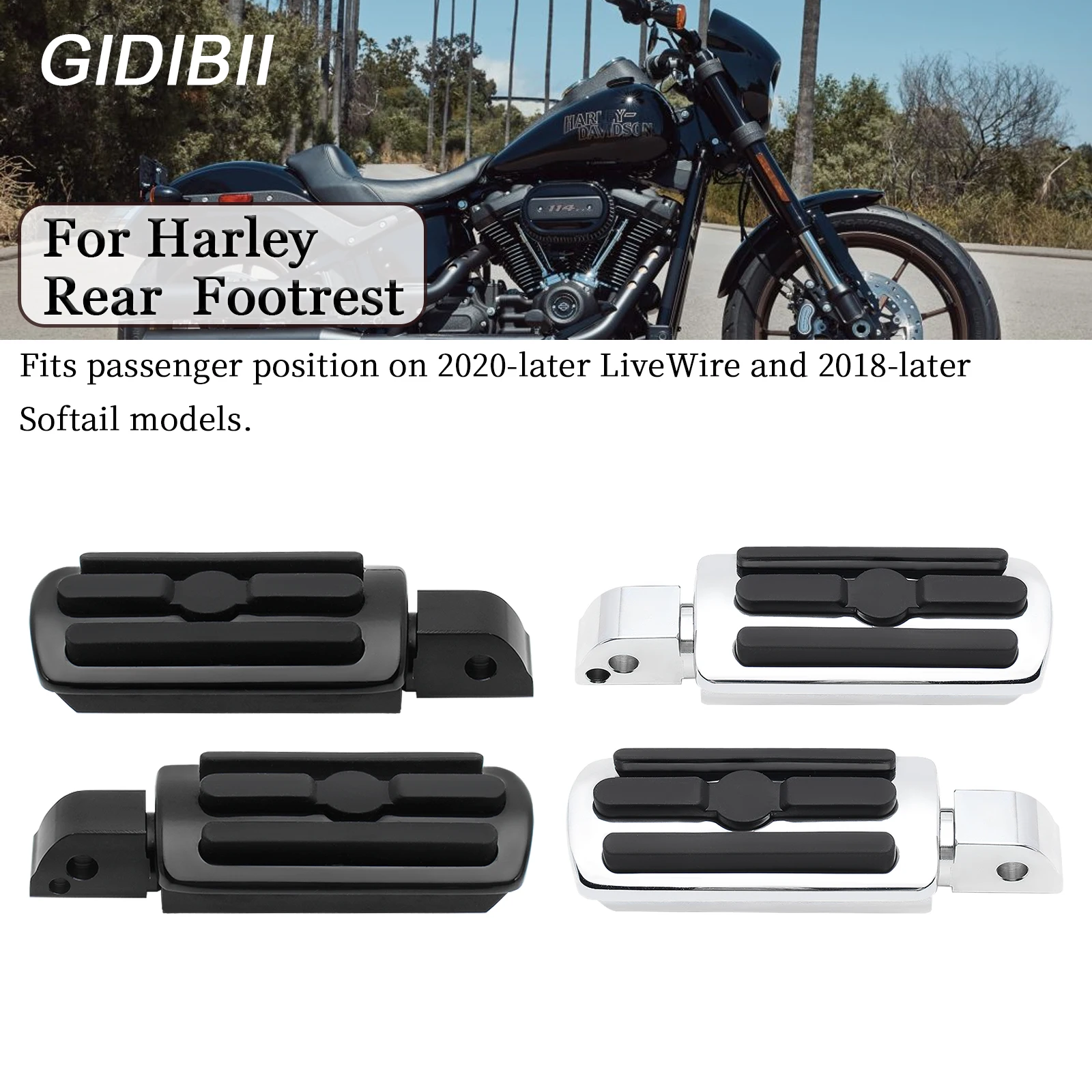 

Rear Foot Pegs Passenger Pedals Footrests For Harley Softail Breakout Fat Bob 107/114 Low Rider S Street Bob Heritage Classic