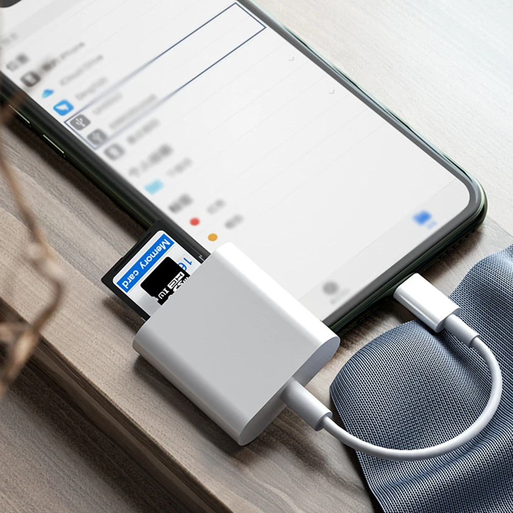 Leitor de Cartão OTG Tipo C 2 em 1 com Pen Drive USB para iPad, Tablet, Cartões SD e TF, Dispositivos Inteligentes