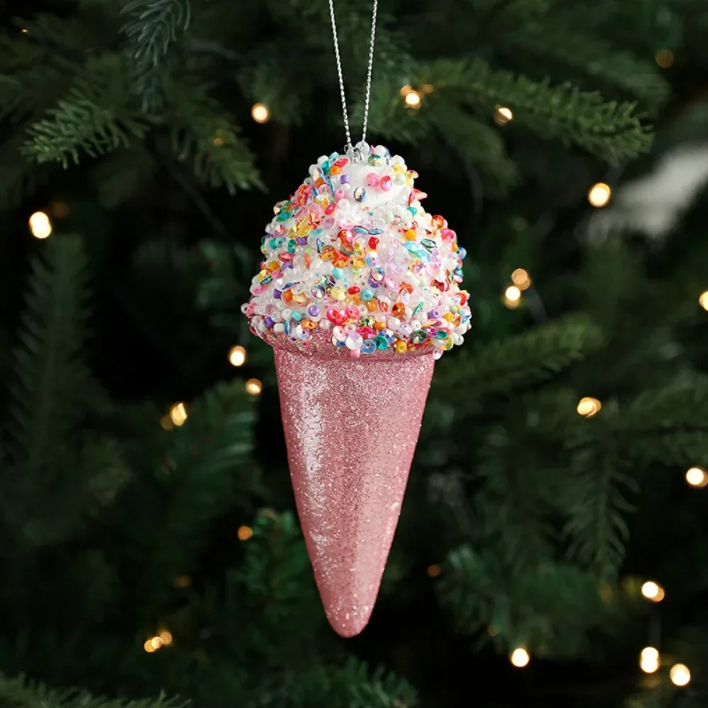 2025 Creative Christmas Hanging Cute Ice Cream Pendant Navidad 2026 Christmas Decor Xmas Tree Decor New Year Gift Toys