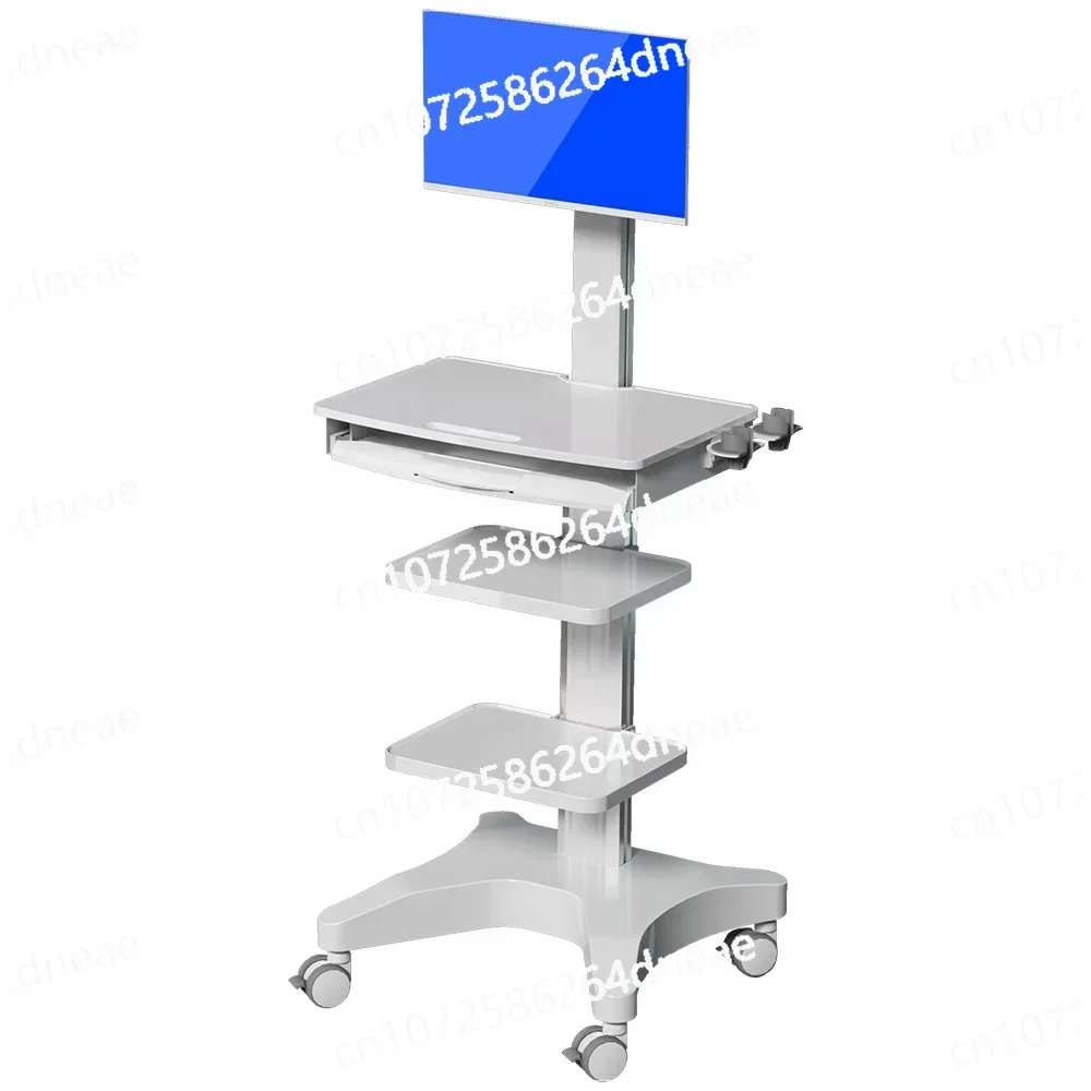 Medical Trolley With  Mount Keyboard Tray Double Trays Mobile Workstation Cart  Endoscope Trolley for Hospital Office