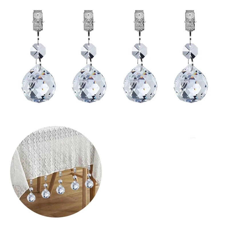 8Pcs Tablecloth Weights Heavy Crystal Tablecloth Weight Hangers Pendants For Hold Curtains Shower Curtains Garden