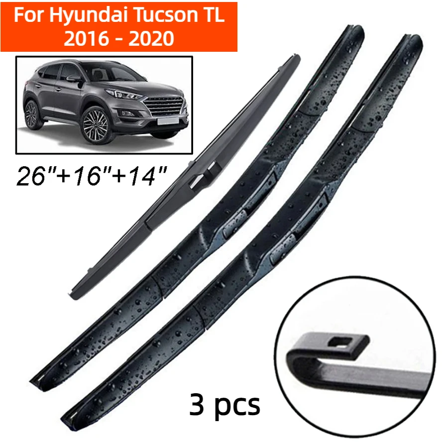 ZHANGU Wiper Front & Rear Wiper Blades Set For Hyundai Tucson TL 2016 - 2020 Windshield Windscreen Window Brushes 26