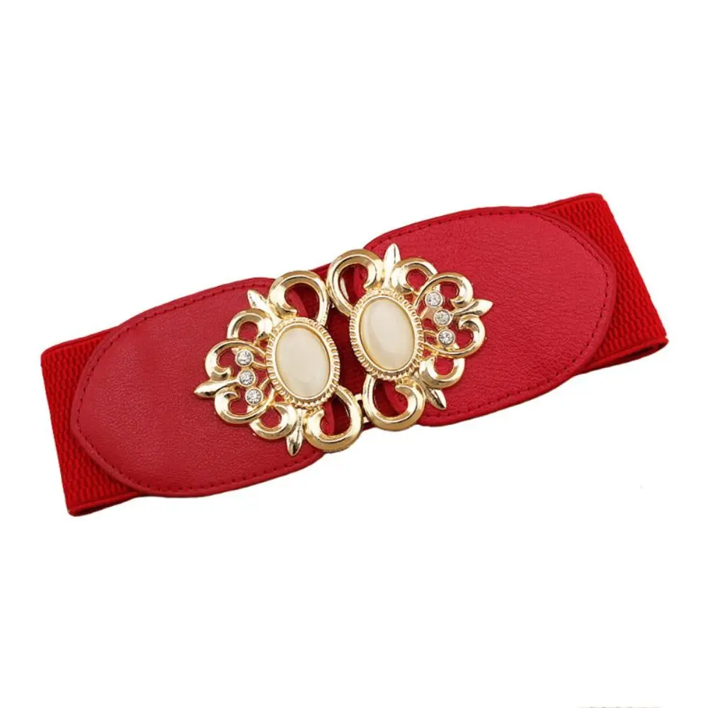 Модный эластичный эластичный широкий эластичный пояс, дикая юбка, женское платье, пояс с пряжкой в стиле ретро