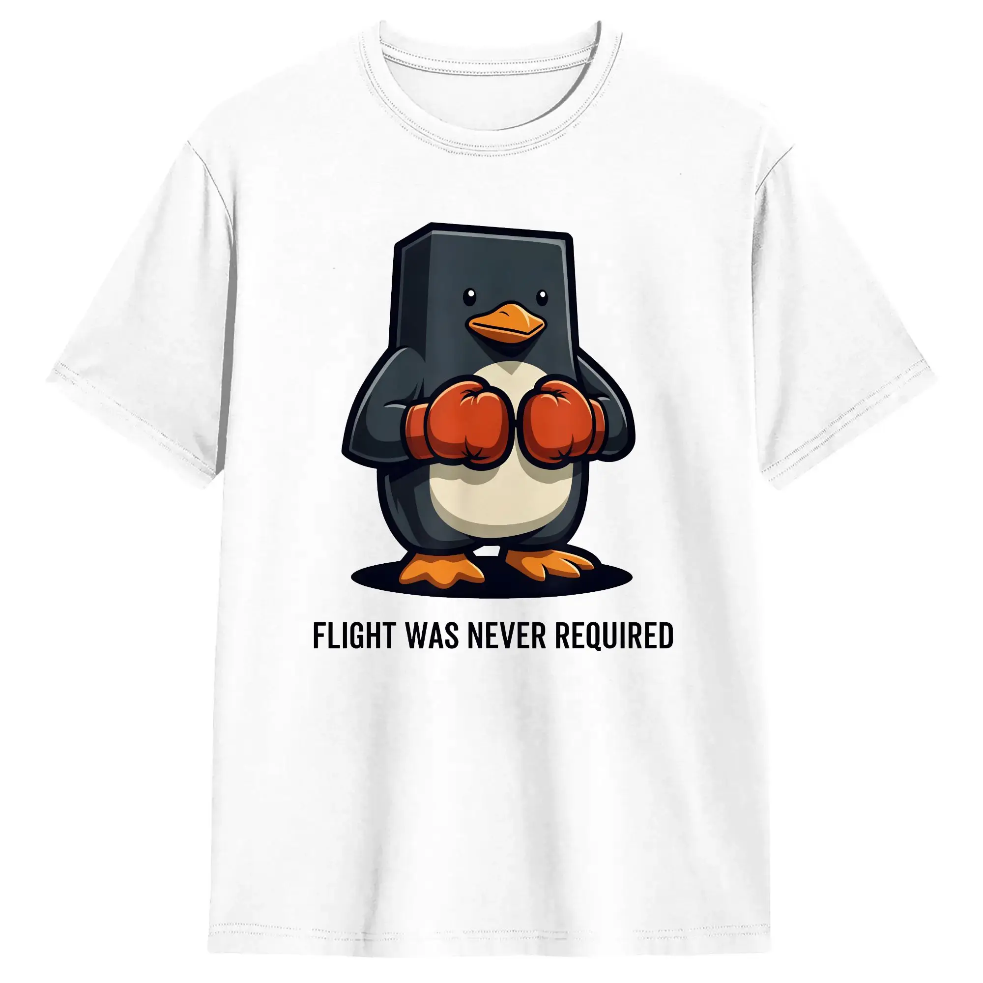 Flight Was Never Required Tactical Penguin Meme Humor T-Shirt  Harajuku T-Shirts Short-Sleeve Vintage Tops Summer Cotton Tees