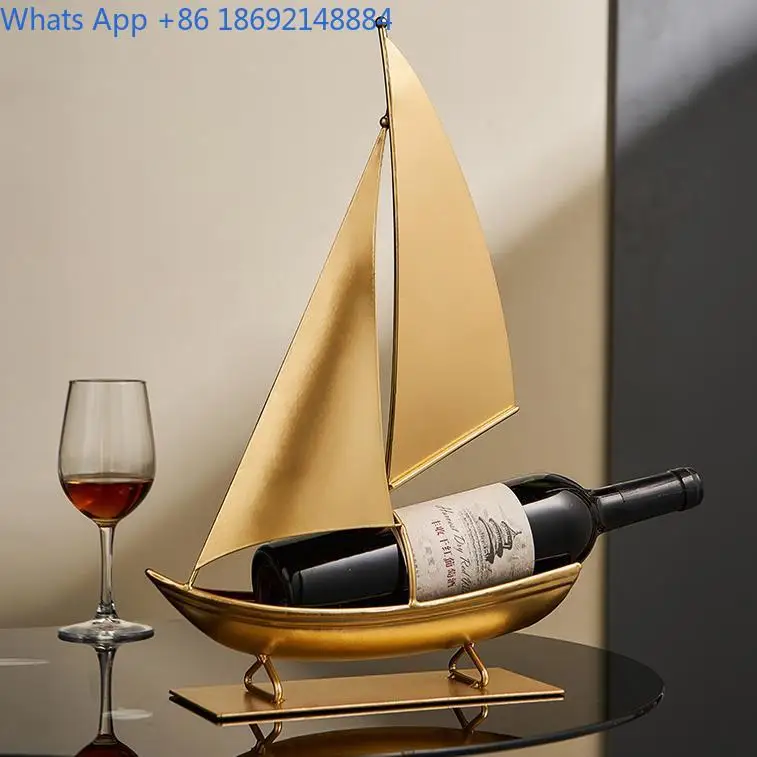 

Iron Art Sailboat Wine Rack Housewarming Gift Light Luxury Wine Cabinet TV Cabinet Home Decor Living Room Decoration Ornament