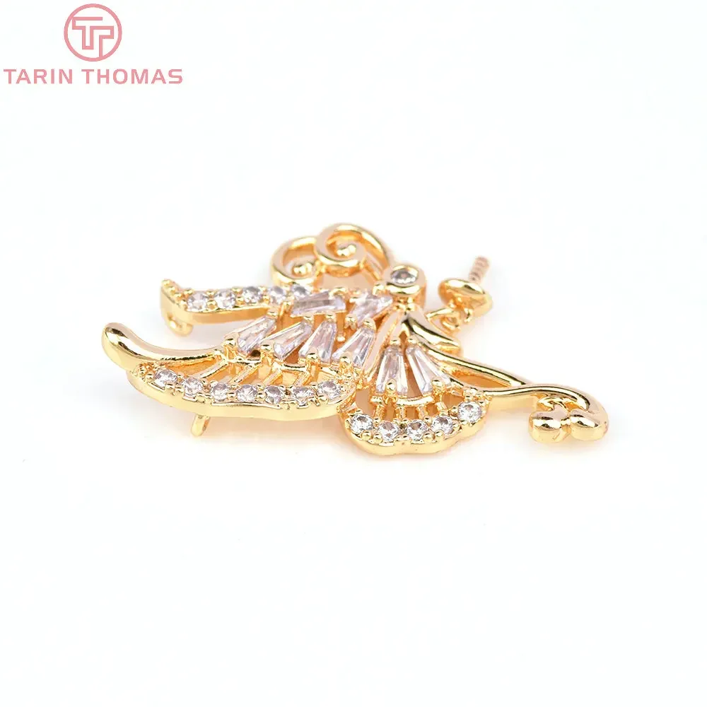 (6393) 2 قطعة 18x30 مللي متر 24K الذهب اللون النحاس مع الزركون فراشة Charms المعلقات عالية الجودة صنع المجوهرات النتائج بالجملة