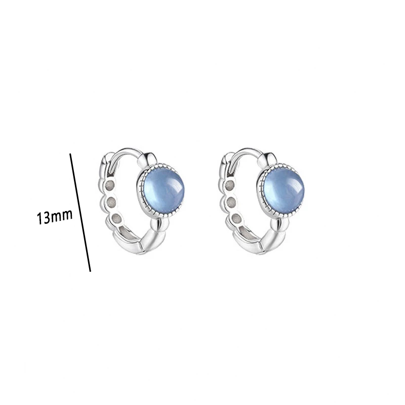 WJFH-ARTS Blue Oval Crystal Inlay Exquisite Earrings Women Light Luxury Advanced Hoop Earrings New Trend Jewelry Party Gifts
