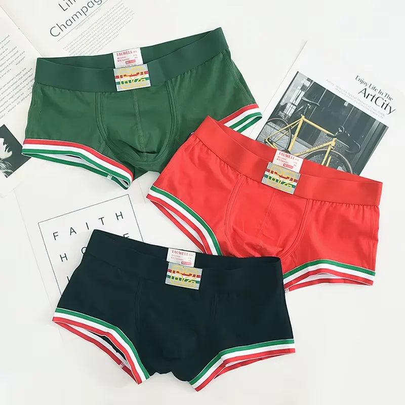 Men's Boxy Underwear Youth Low Waist U Convex Pouch Sports Boxer Shorts Cotton Breathable Comfortable Sweat Absorption Underpant