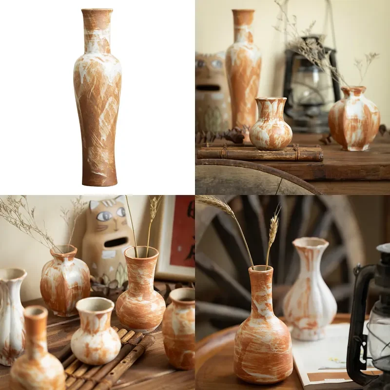Handmade Jingdezhen Ceramic Vase Red White Porcelain Small Flower Arrangement Home Living Room Tea Table Decor Ornament