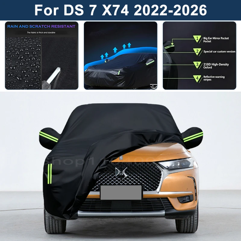 Auto Exterior Sun-Snow Protective Car Cover For DS 7 X74 2022-2026 Waterproof Dustproof Anti-UV Outdoor Cover 2023 2024 2025