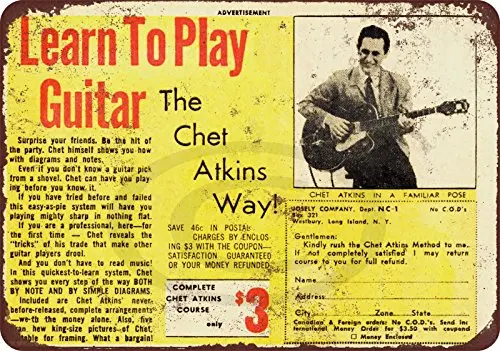 Custom Kraze 1962 Play Guitar The Chet Atkins Way Reproduction Metal tin Sign
