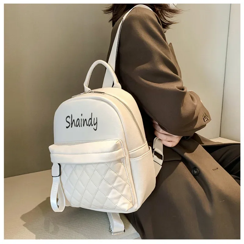 Embroidery Name Backpack Women\'s PU Bag Fashion Ladies Gift High Quality PU Backpack Personalized Girls Outdoor Small Backpack