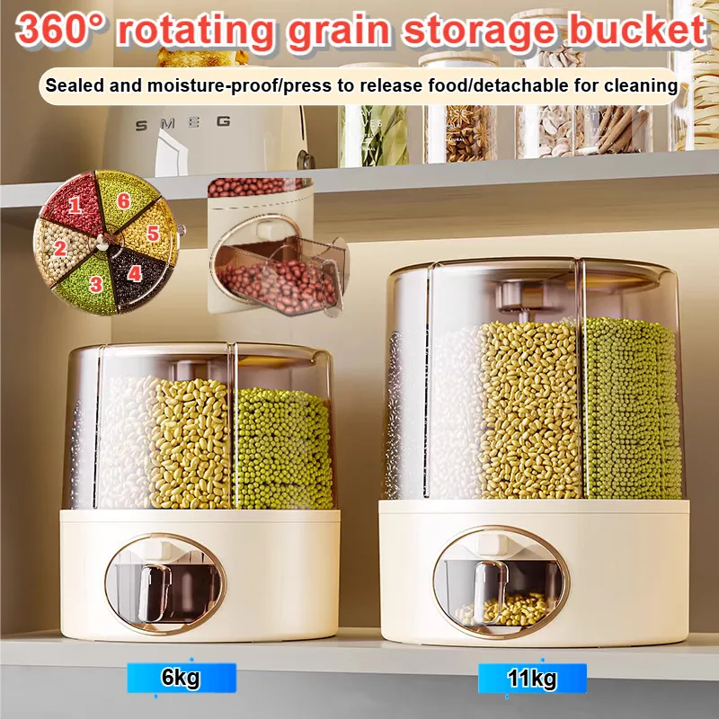 

Storage box segregated rotating rice bucket insect-proof moistureproof rice storage jar household sealed rice storage box