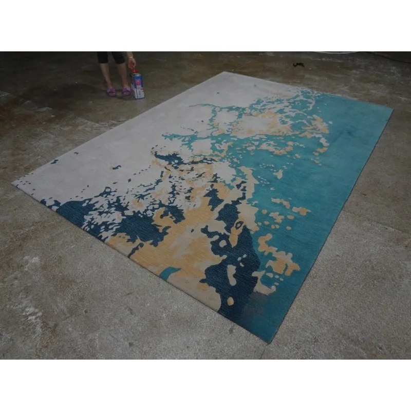 Moderno simples listrado verde chinês sala de estar mesa café sofá tapete