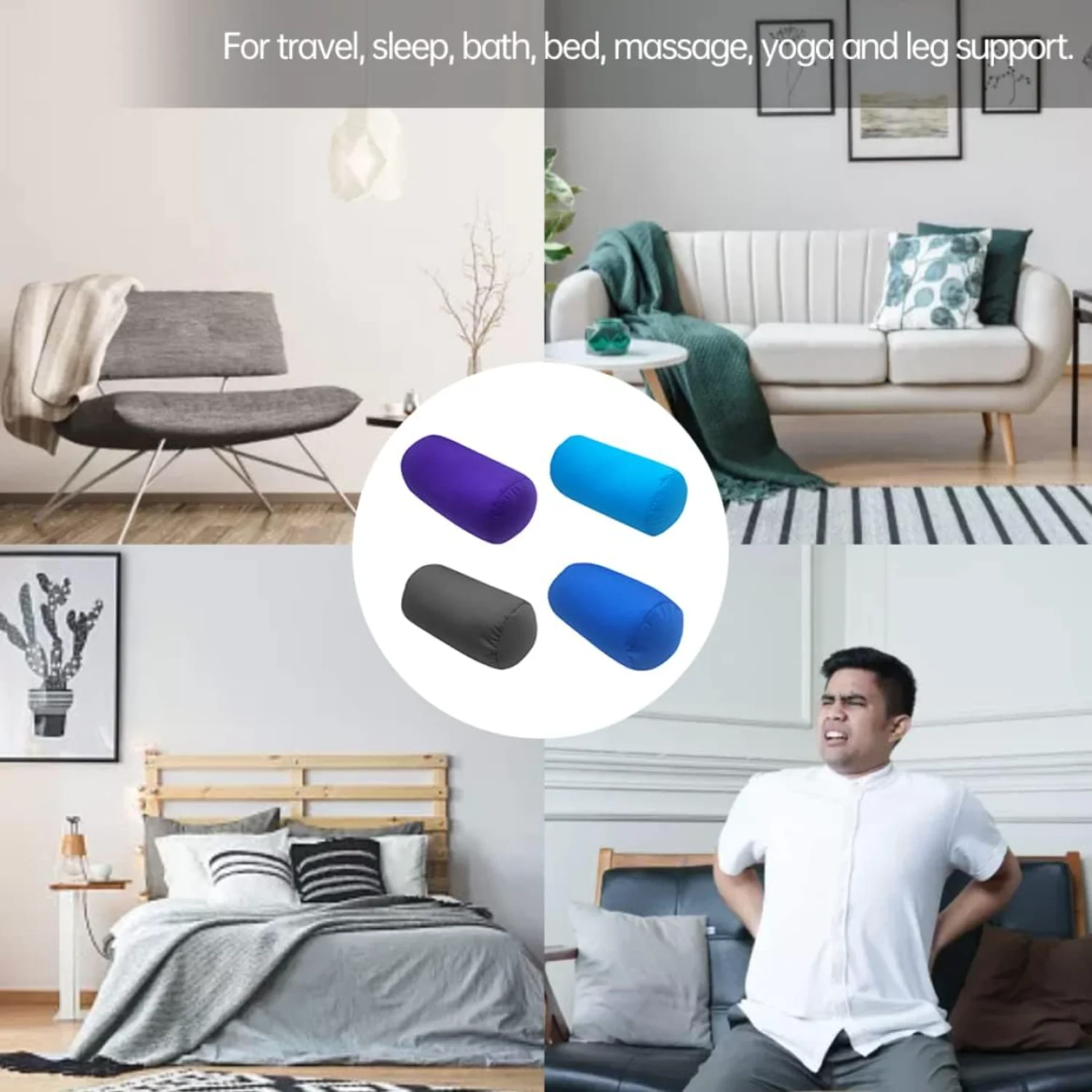 Neck Roll , Tube Bean  for Neck Or Back , Cervical Cylindrical Cushion for  Sofa Bed Recliner Travel Sleep Rest