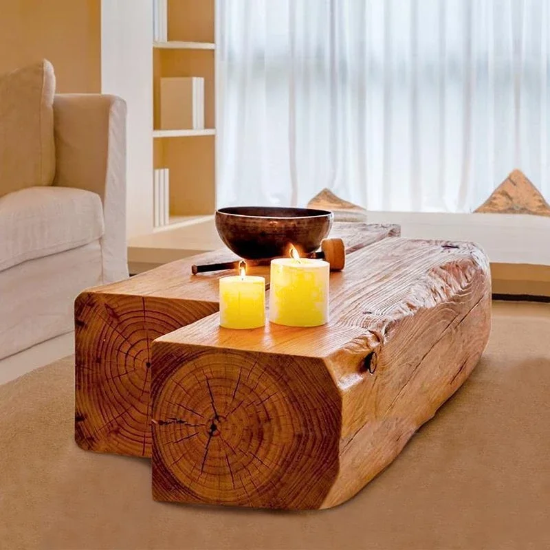 Nordic log coffee table TV cabinet, bed and breakfast old wood bench, tea table clothing store solid wood shoe changing stool