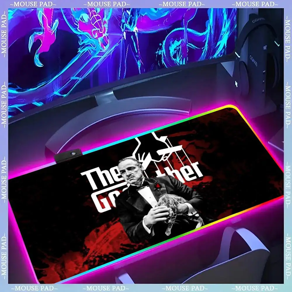 

Classic Movie Gangsters The Godfathe Mouse Pad Gamer Luminescence Led Mouse Pad Gaming Table Rgb Deskmat Keyboard Pc Mousepad