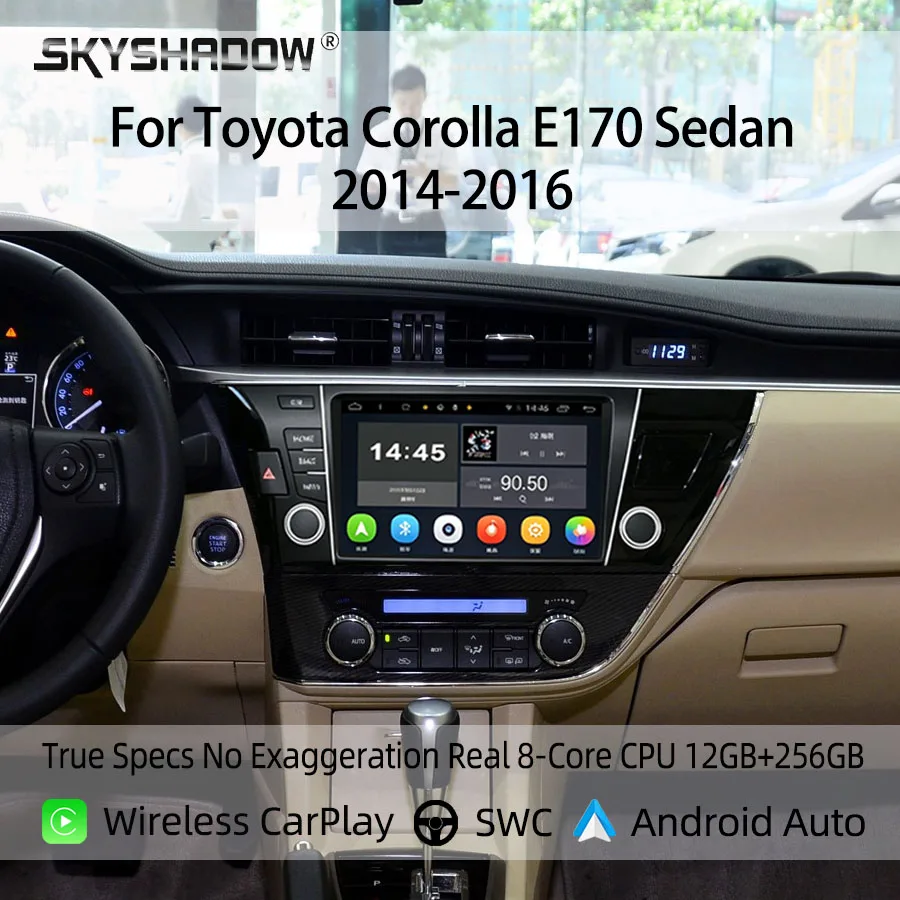 Car Radio For Toyota Corolla E170 Sedan 2014-2016 Wireless CarPlay Android Auto Navigation Stereo Car Multimedia Radio Player
