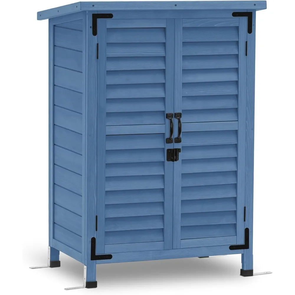 

Outdoor Storage Cabinet, Small Storage Shed with Removable Shelf, Wood Garden Shed with 2 Doors for Yard Patio Lawn (24.6 x 18.