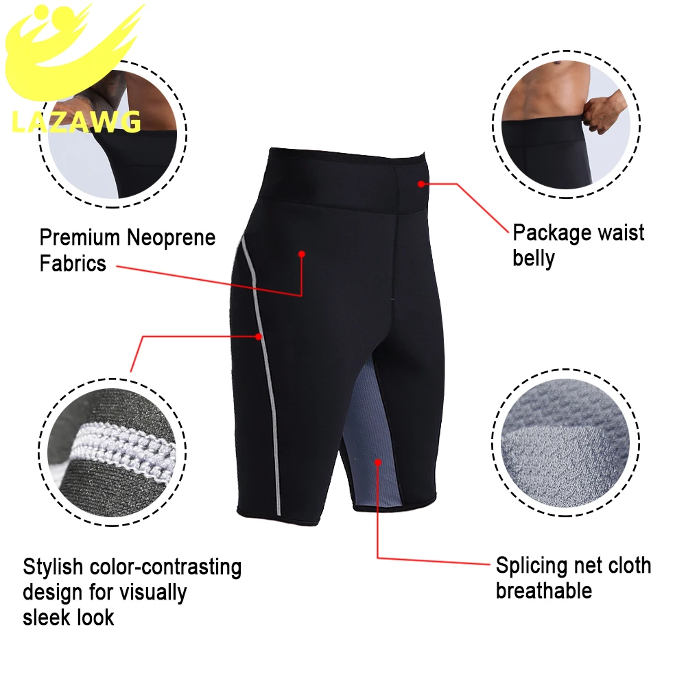 LAZAWG Slim Sets Sauna Suit for Men Hot Sweat Vest Fitness Workout Sauna Shirts Neoprene Gym Waist Trainer Top Body Shaper Pant