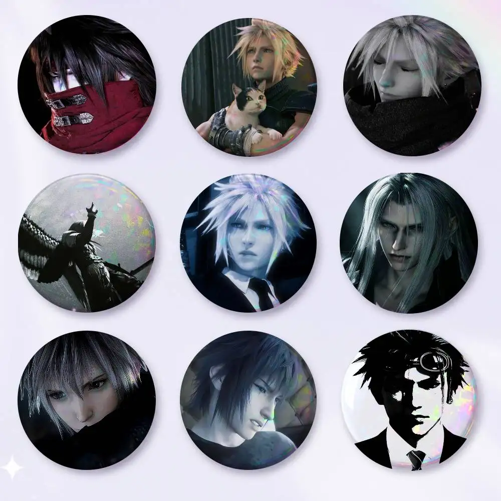 A-F-Final F-Fantasy-S VII Art Badges Button Round Creative Pin Brooch Badge Bag Decor Accessories Fans Collect Friends Gifts
