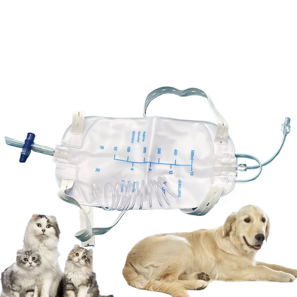 5PCS Pet Cat Dog Animals Urine Collection Drainage Bag 150ml 300ml 500ml Luer Lock With Extension Tube And Hanging Straps Tools