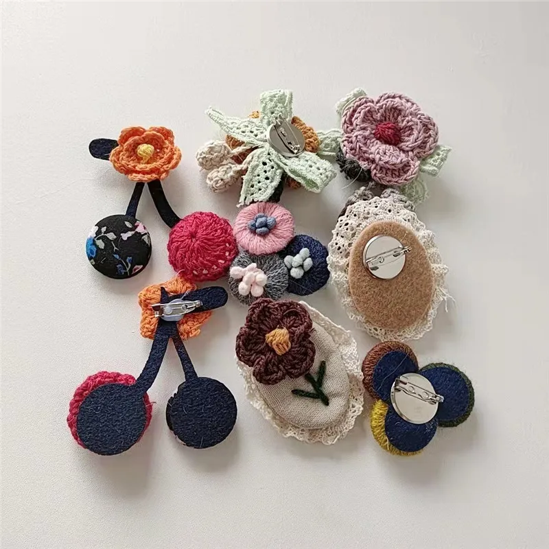 3D Handmade Korea Japan Style Flower Patch With Pin DIY Applique for Coat Sweater Bag Decoration Brooch