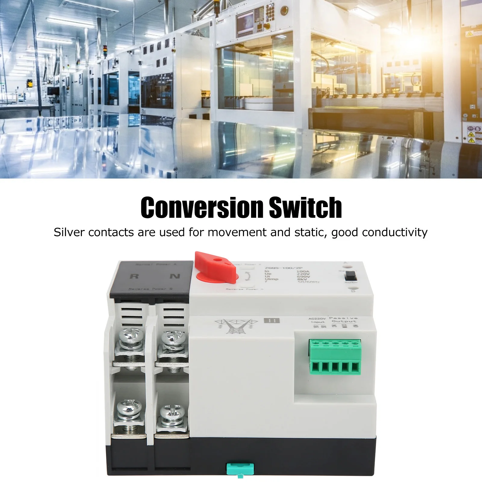 Automatic Transfer  Dual Power Automatic Transfer  Uninterrupted 2 Way Controller ZGQ5-100/2P 220V Conversion
