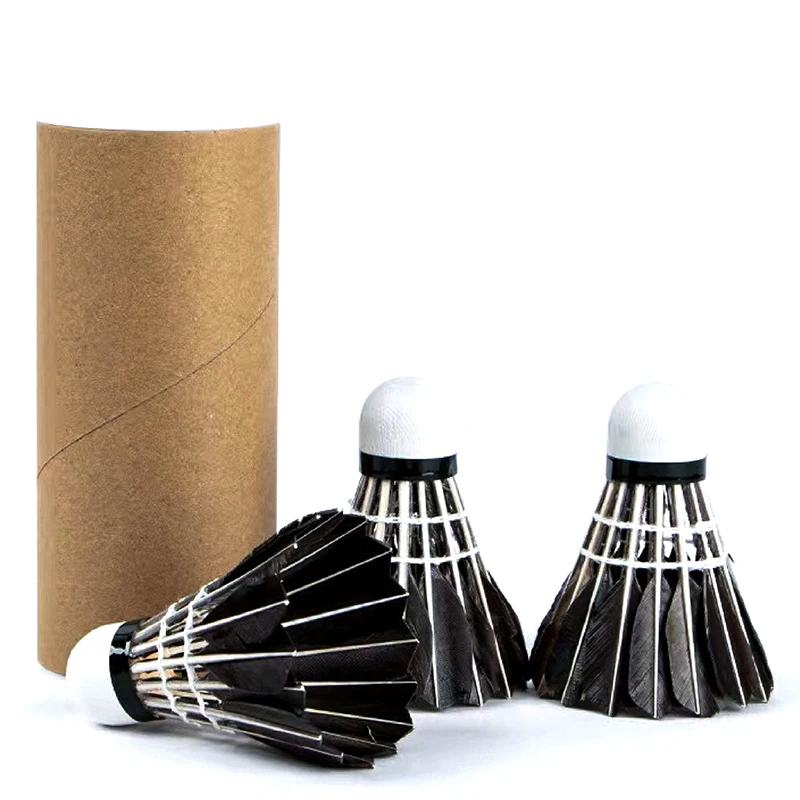 3/6/12pcs Professional Badminton Shuttlecock Black Goose Feather Shuttlecock Training Sport Ball Supplies