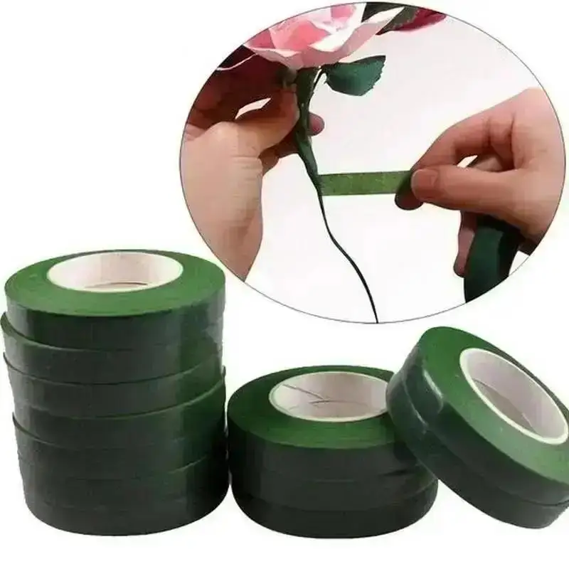New 2 Rolls 30M Self-adhesive Green Paper Tape Grafting Film Flower Stem Garland DIY Craft Rayon Flowers Gardening Supplies