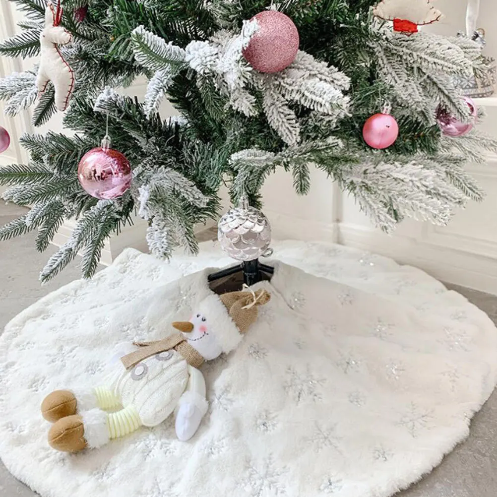 

Christmas Tree Skirt Festival Decor Dinning Table Decoration Decorative Xmas Mat Silver Apron