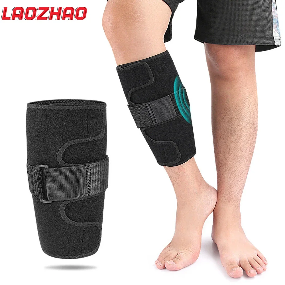 1Piece Calf Brace for Torn Calf Muscle & Shin Splint Pain - Adjustable Neoprene Compression Support Wrap for Lower Leg Injury