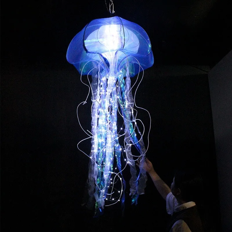 Wedding props colorful luminous jellyfish lamp creative ceiling decoration, ocean starry sky beautiful Chen bar lampshade