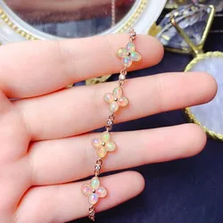 Fine Jewelry New 925 Sterling Silver Natural Opal Bracelet Luxury Jewelry Designer Necklaces Women 3x4mm