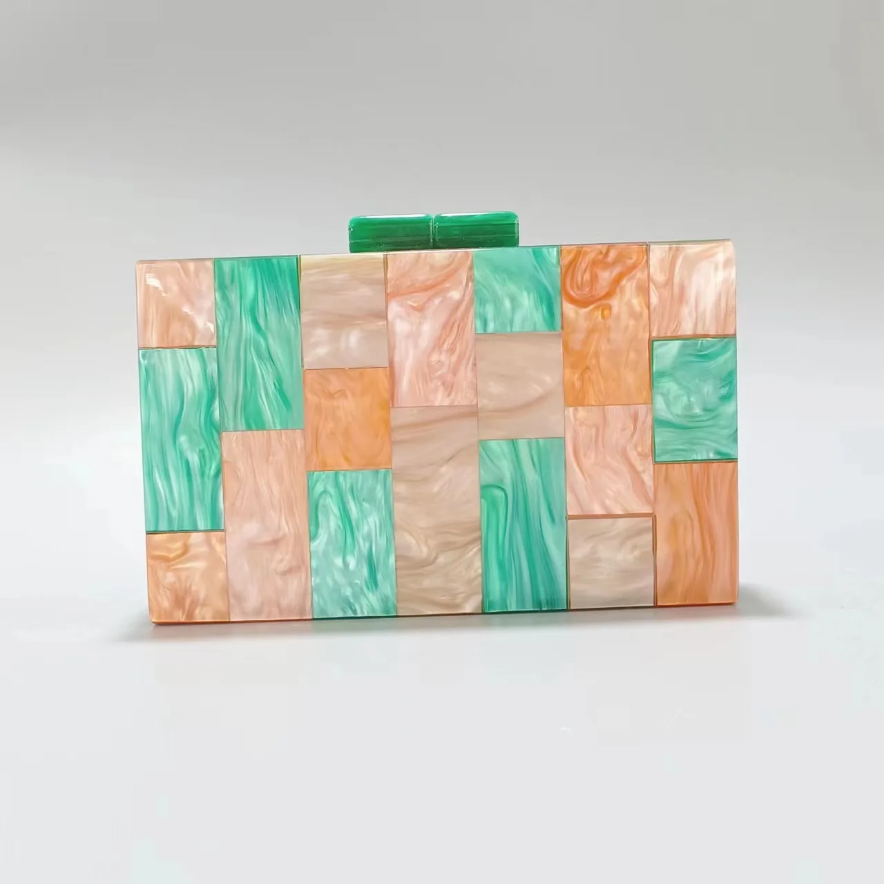 

Women's Contrasting Color Splicing Acrylic Dinner Bag Shoulder Diagonal Span Wedding Banquet Clutch Bag Sac De Marque Luxe Femme