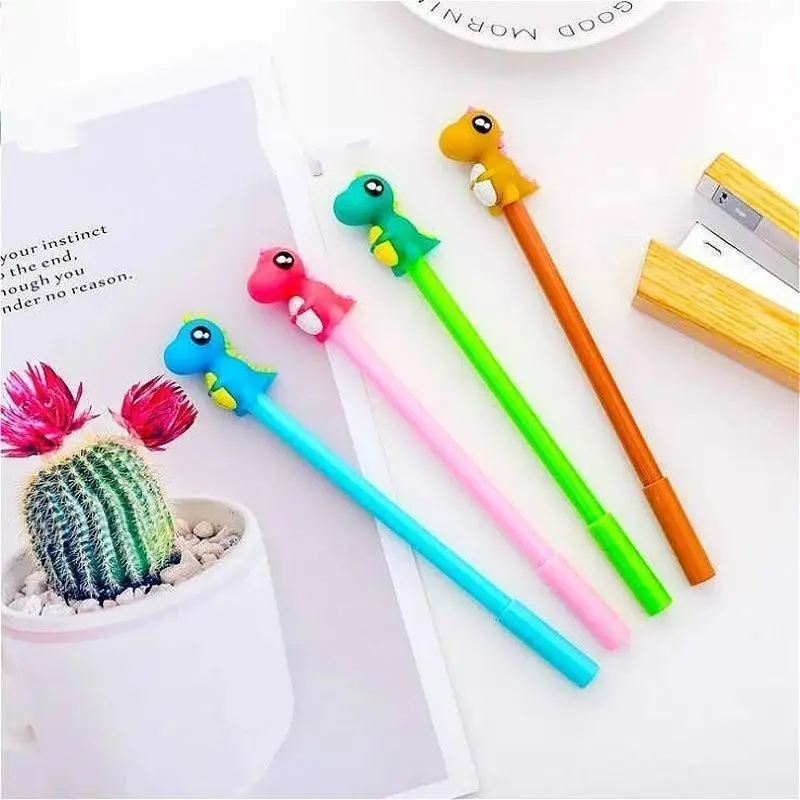 4 Pcs New Cute Dinosaur Gel Pen Kawaii Cartoon Writing Pen Korean Style Student School Office Stationery Random Color