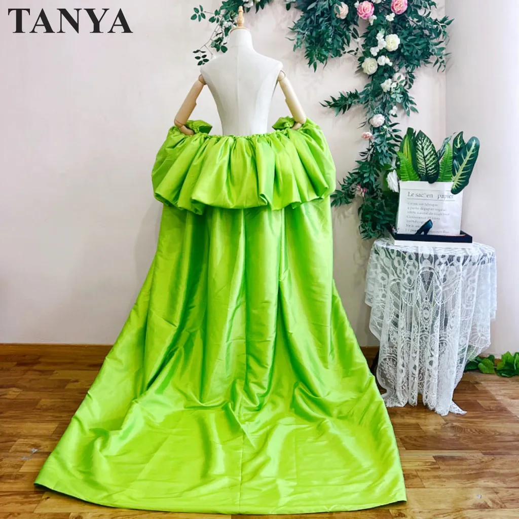 Fresh Green Taffeta Wedding Evening Cape A Line Long Bridal  Bride Accessories Fashionable Long Jacket Bolero By Tanya