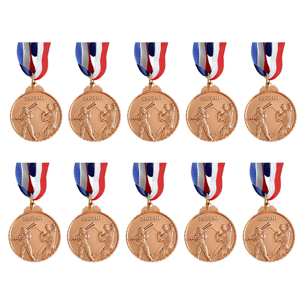 10 قطعة ميداليات البيسبول الميداليات الرياضية مع شريط الرقبة المنافسة جائزة ميداليات البيسبول ميدالية تذكارية للألعاب الرياضية #6