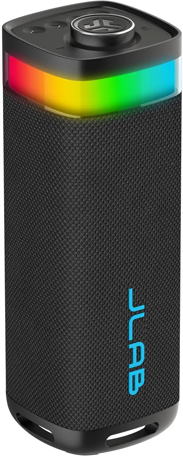 

Portable Bluetooth Speaker, IP56 Waterproof, 30W, 12H Playtime, RGB Lights, Multi-Speaker Connect, Black