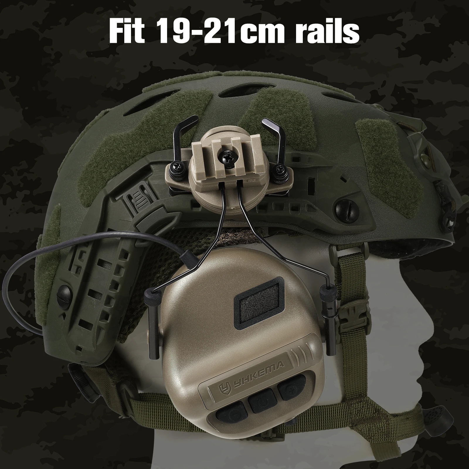 YHKEMA E80 Helmet Rail Tactical Headset 6X Sound Amplification DSP Noise Reduction NRR22dB For Shooting Hunting Airsoft