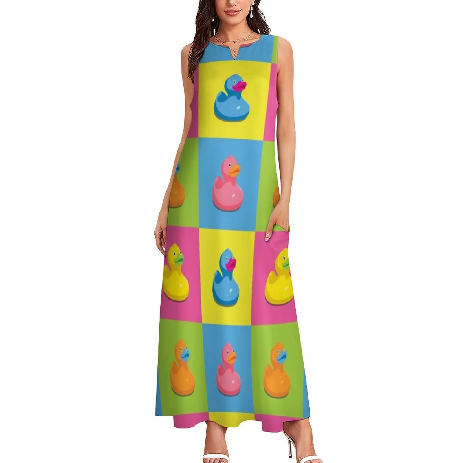 Rubber Duckies Pop Art Long Dress women