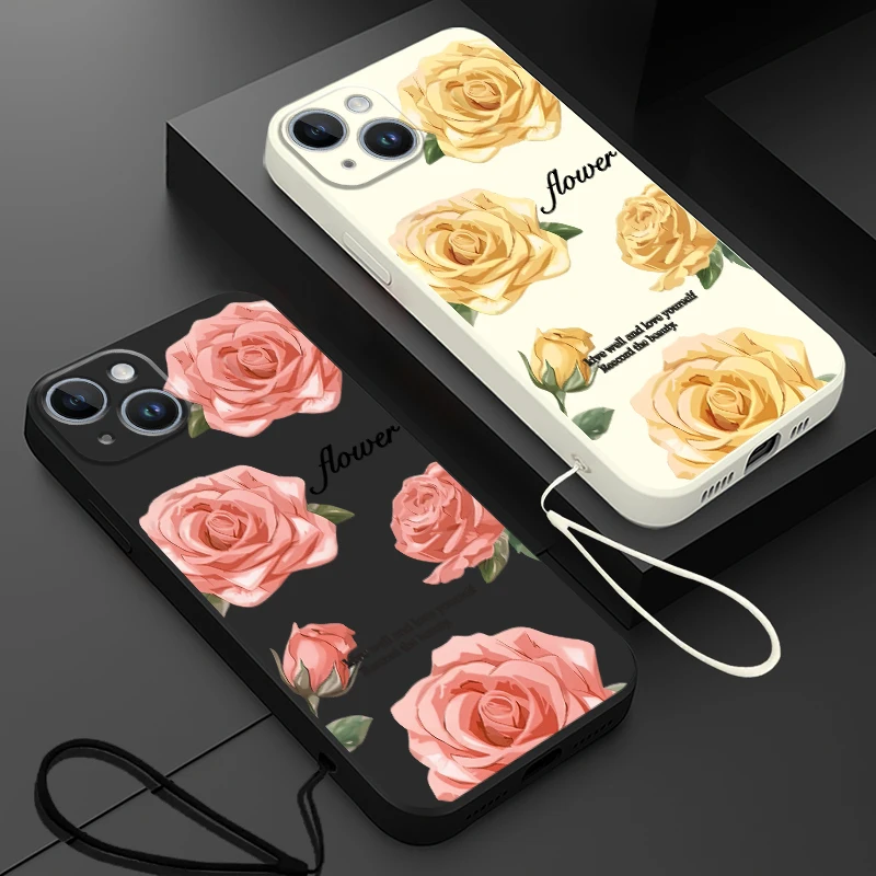 Rose Flower Case for Apple iPhone 17 Pro Max 12 Plus Air 16 13 Mini 7 8 11 XS XR 15 Phone Cover