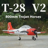 Fms 800mm T-28 V2 Red Simulation Trojan Trainer Upgraded World War Ii Realistic Model Remote Controlled Fixed Wing Aircraft