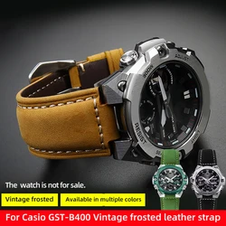 Vintage Frosted Cowhide Strap Make Old Rivets For Casio G-shock GST-B400 GST-B200 Men's Bracelet Convex Interface Band 14MM 16mm