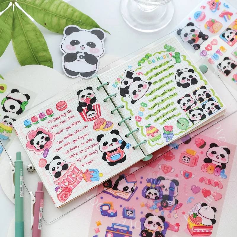 Panda Sticker Fubao Matte Cartoon Cute Ins Wind Hand Account Matte Sticker Water Cup Postcard Decorative Pattern