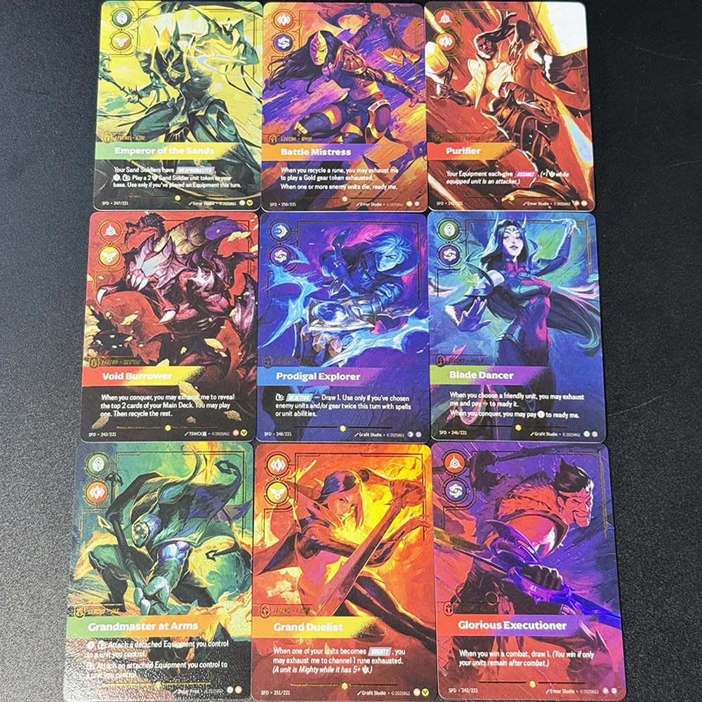 Riftbound Legend SFD Game Foil cards Anim Textured Cards Battle Mistress Blade Dancer Grandmaster at Arms Emperor of the Sands