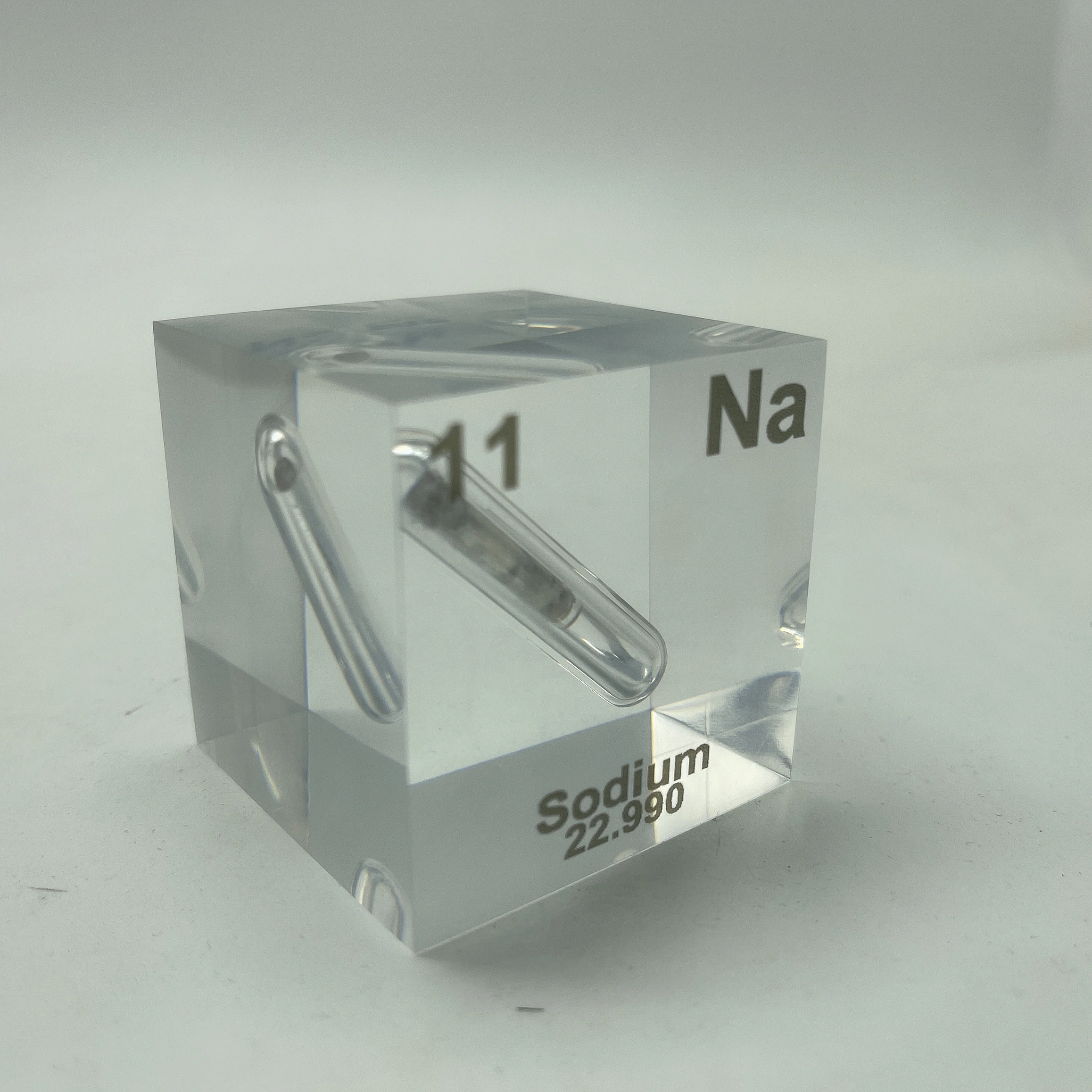 11 Na Sodium Sample Cube acrilico tavola periodica reale con elementi Embedded Science Gifts and Scientist Collections