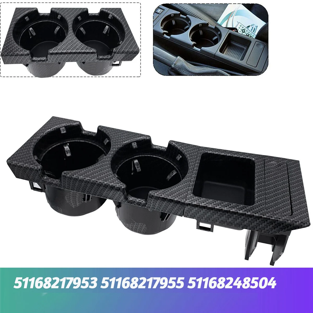 Car Center Console Water Cup Holder & Coin Storage Box 51168217953 for BMW E46 3 Series 99-06 51168217955 51168248504,A