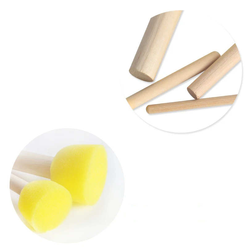 5 Pcs/Set Sponge Paint Brush For Kids Round Wooden Handle Toddler Sponge Stamp Brush Drawing Toys DIY Art Graffiti Creativity