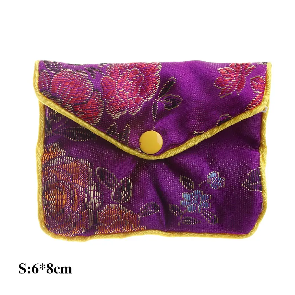 

Purse Bracelace Gifts Buckle Snap Floral Coin Purse Zipper Brocade Jewelery Storage Handbags Jewelery Bag Wallet